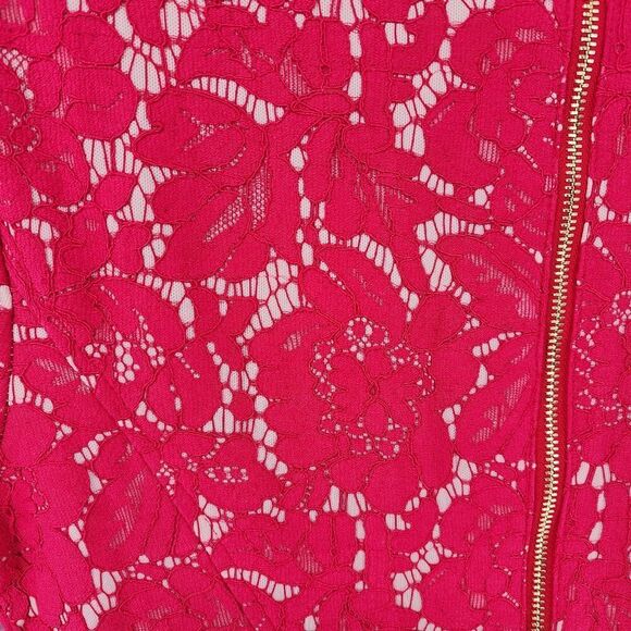 Taylor Women's Crew Neck Short Sleeve Bodycon Zipper Back Floral Lace Dress - Picture 5 of 10